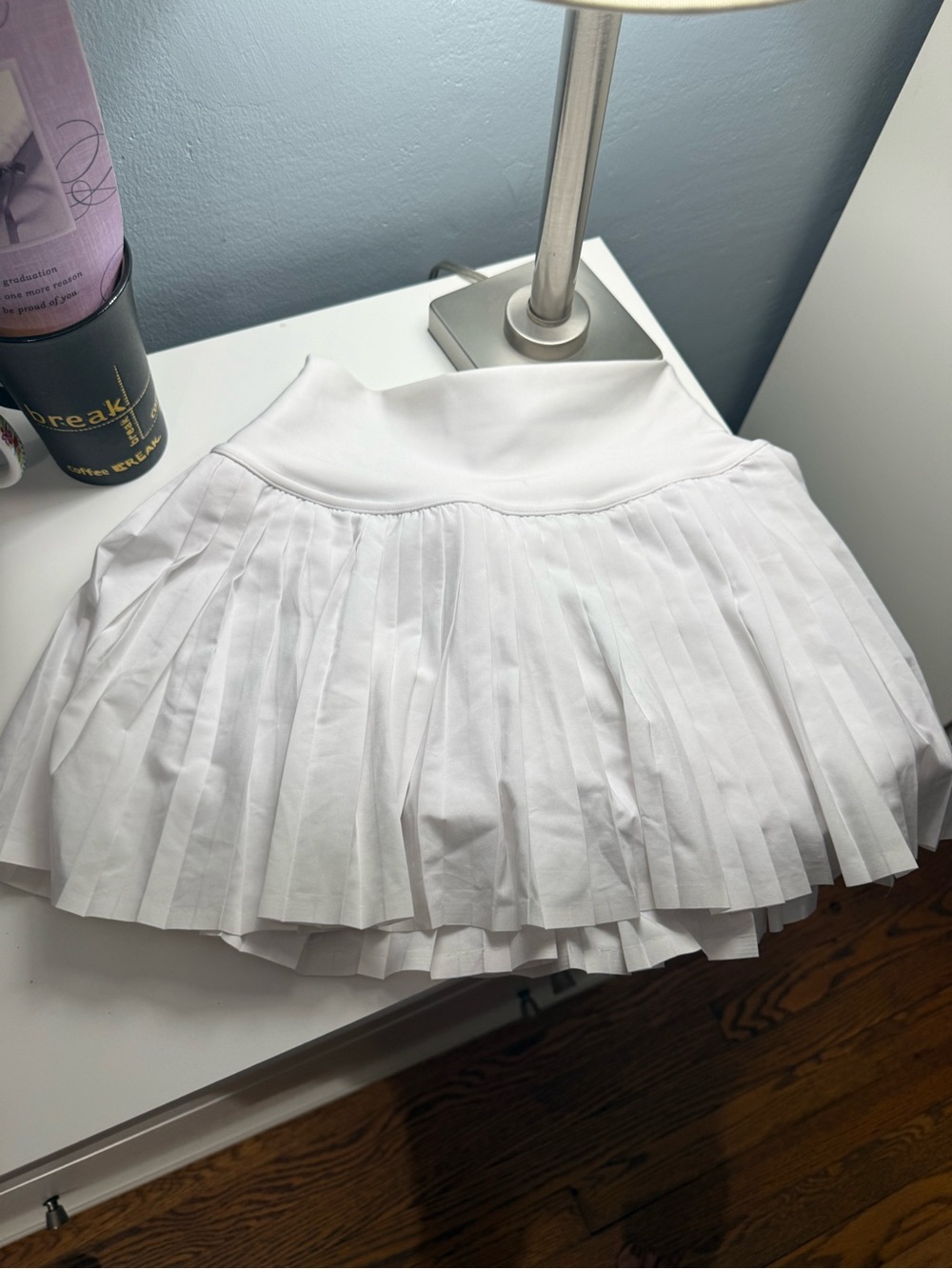 ALO Yoga White Pleated Skater Skirt